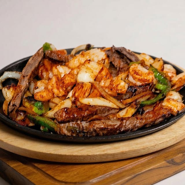 Fajitas Mar y Tierra (Surf and Turf).