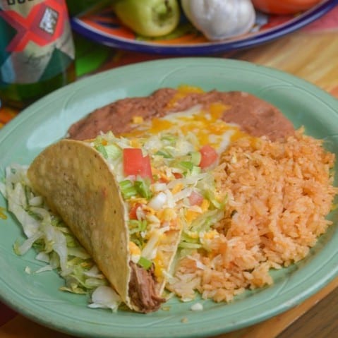 Kid’s Taco, Rice and Beans.