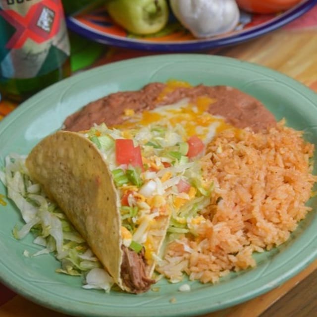 Kid’s Taco, Rice and Beans.