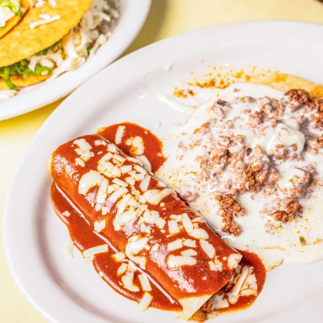 3. Two Tacos, Enchilada and Chile con Queso.