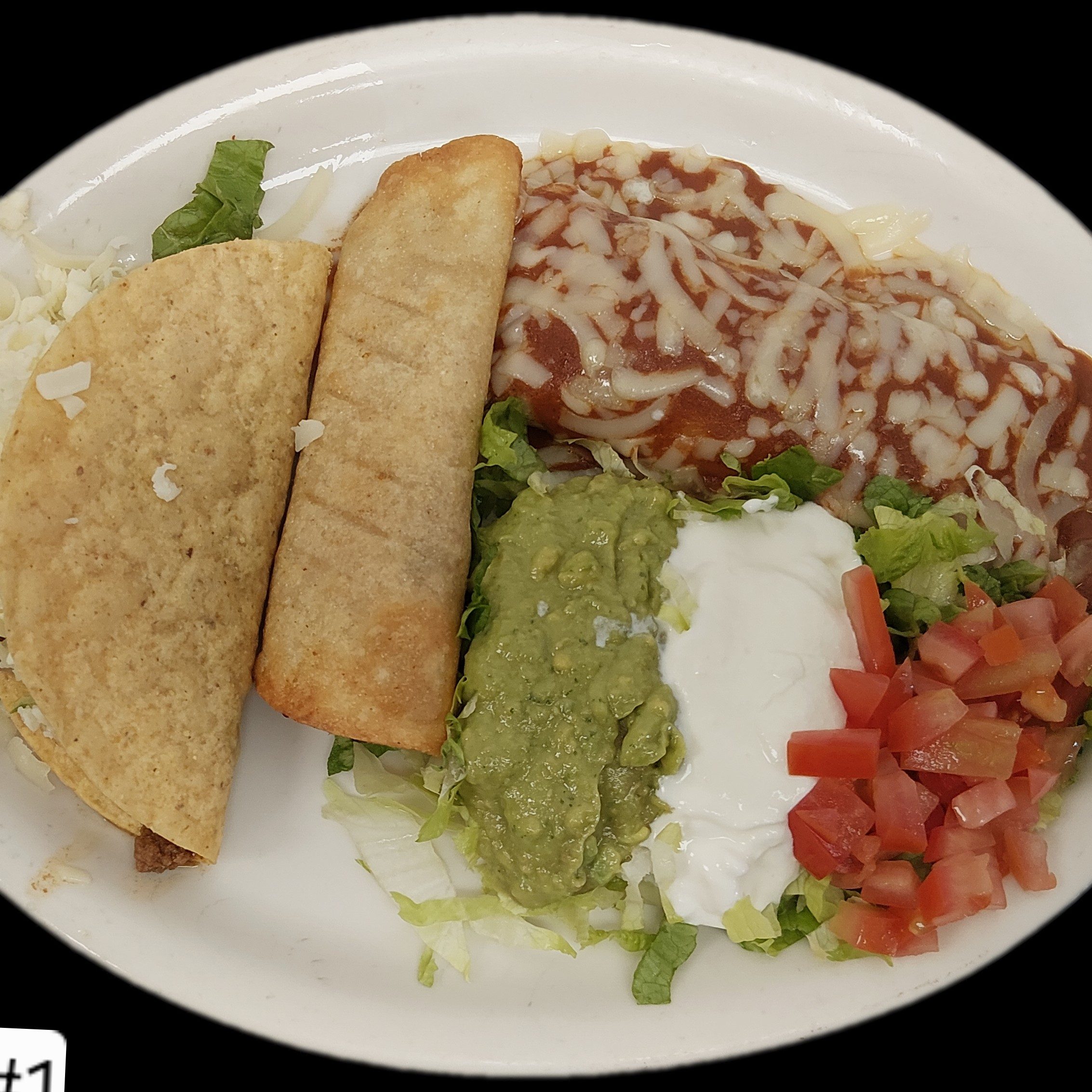 L8. Enchilada, Flauta, Taco and Guacamole Salad.