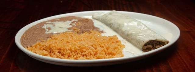 Kid’s Burrito and Rice.