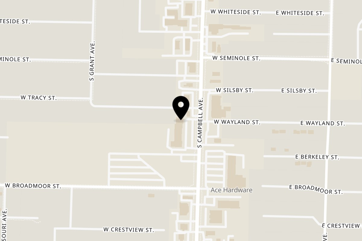 Map showing the location of Amigos Mexican Restaurant on 2259 S Campbell Ave in Springfield